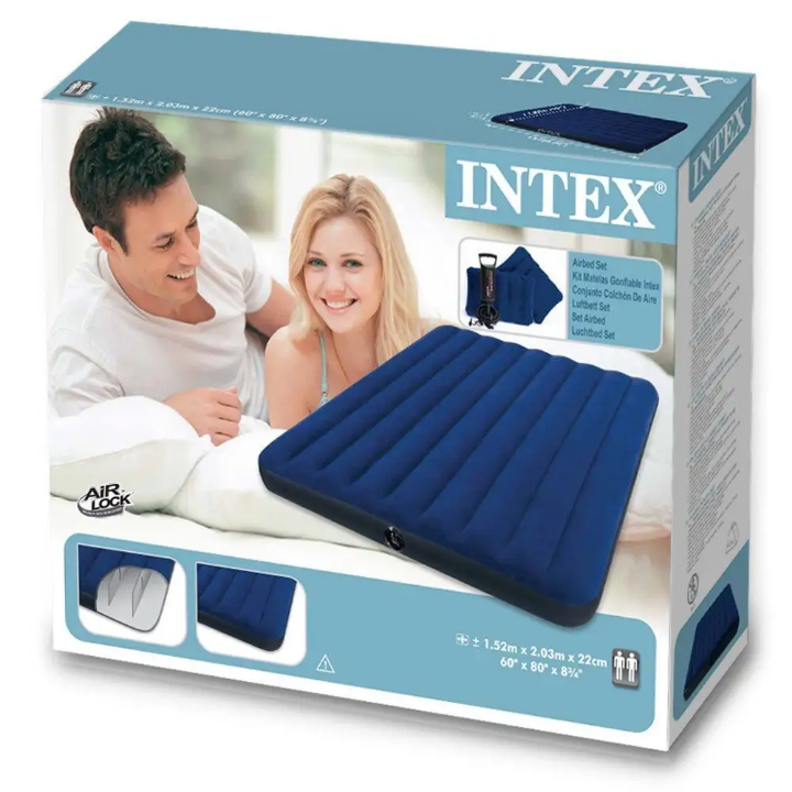 Matelas gonflable 2 places avec pompe manuelle