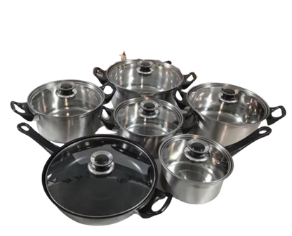 6 grandes casseroles de cuisine et 1 moulinex manuel.
